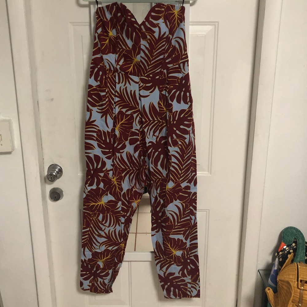Palm print jumpsuit